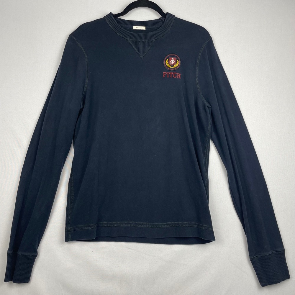 Vintage Y2K Abercrombie & Fitch Muscle Sweatshirt Mens L Navy Crest Logo A&F